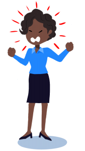 illustration of a woman showing aggression.