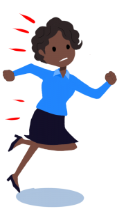 illustration of a woman running away.